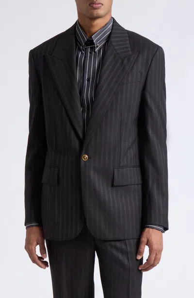 Versace Wool Jacquard Evening Jacket In Black