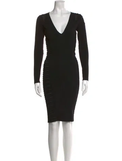 Pre-owned Versace Wool Knee-length Dress In Black