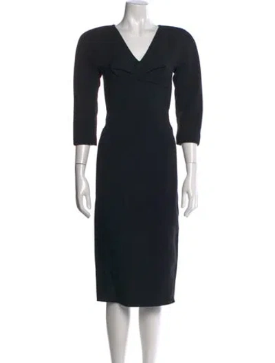 Pre-owned Versace Wool Knee-length Dress In Black