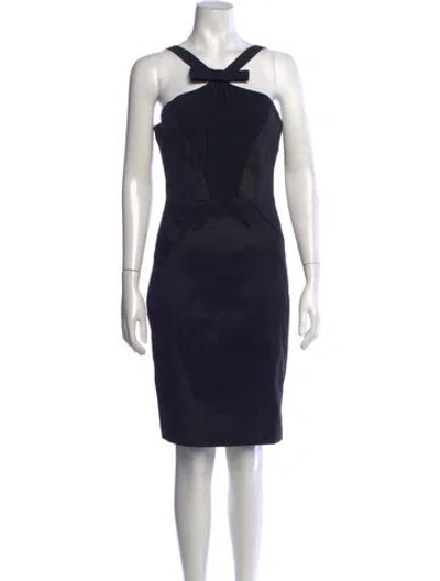 Pre-owned Versace Wool Knee-length Dress In Black
