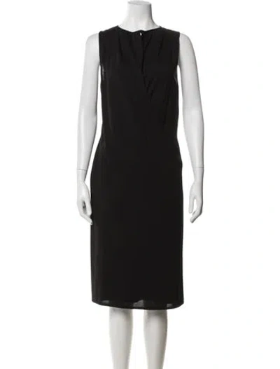 Pre-owned Versace Wool Knee-length Dress In Black