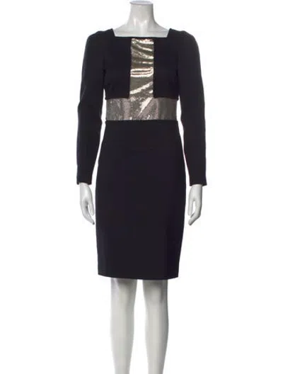 Pre-owned Versace Wool Knee-length Dress In Black
