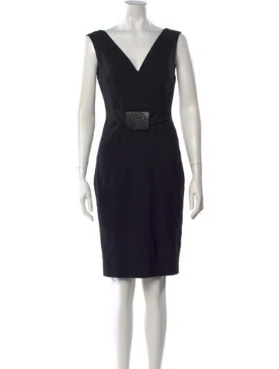 Pre-owned Versace Wool Knee-length Dress In Black