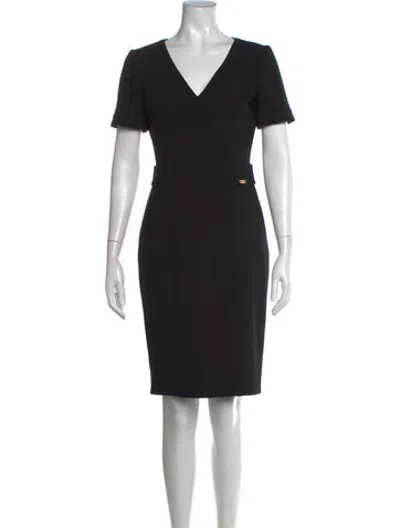 Pre-owned Versace Wool Knee-length Dress In Black/gold/metallic
