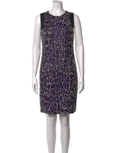Pre-owned Versace Wool Knee-length Dress In Black/purple
