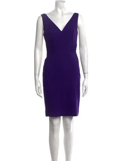 Pre-owned Versace Wool Knee-length Dress In Purple