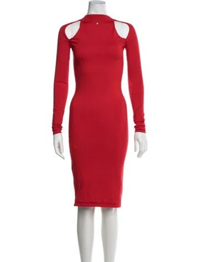 Pre-owned Versace Wool Knee-length Dress In Red