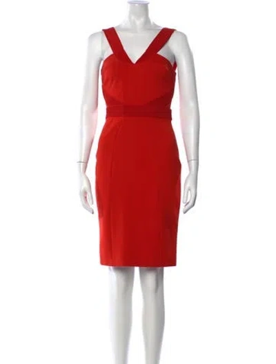 Pre-owned Versace Wool Knee-length Dress In Red