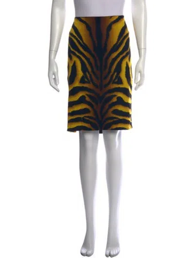 Pre-owned Versace Wool Knee-length Skirt In Black/yellow