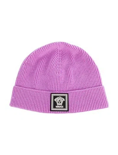 Pre-owned Versace Wool Knit Beanie In Purple