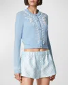 Versace Wool Knit Embroidered Sweater In Light Blue