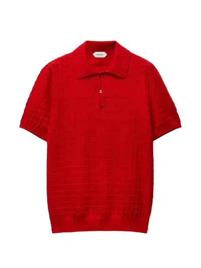 Versace Wool Knit Polo In Red