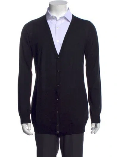 Pre-owned Versace Wool Long Sleeve Shirt W/ Tags In Black