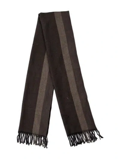 Pre-owned Versace Wool Medusa Insignia Scarf In Brown