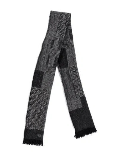 Pre-owned Versace Wool Medusa Insignia Scarf In Grey