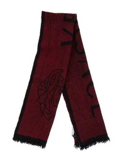 Pre-owned Versace Wool Medusa Insignia Scarf In Red