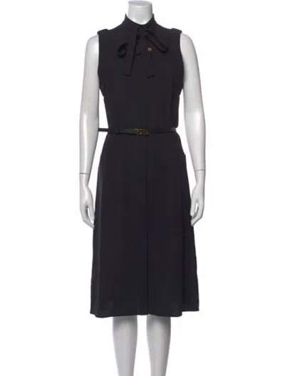 Pre-owned Versace Wool Midi Length Dress In Black