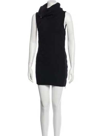 Pre-owned Versace Wool Mini Dress In Black