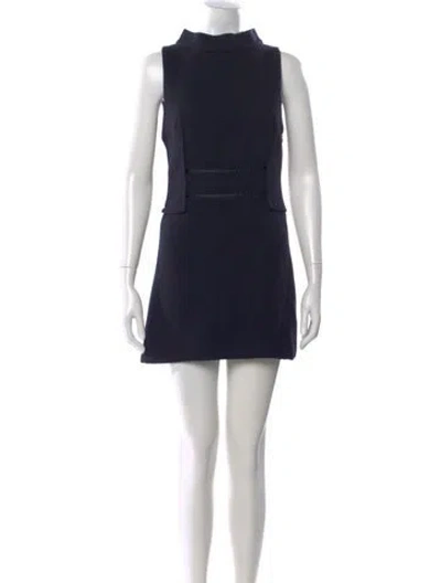 Pre-owned Versace Wool Mini Dress In Black