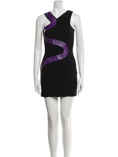 Pre-owned Versace Wool Mini Dress In Black