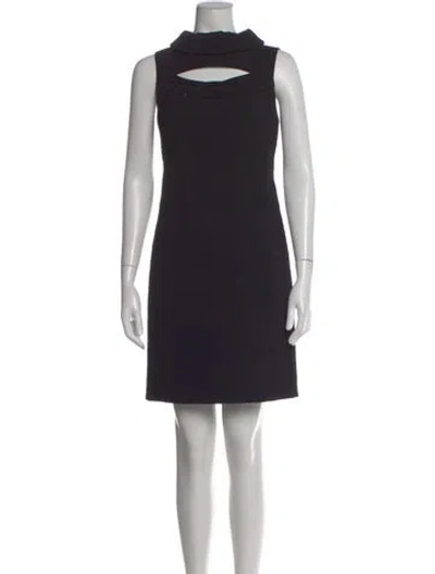 Pre-owned Versace Wool Mini Dress In Black