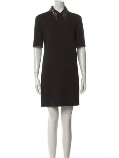 Pre-owned Versace Wool Mini Dress In Black