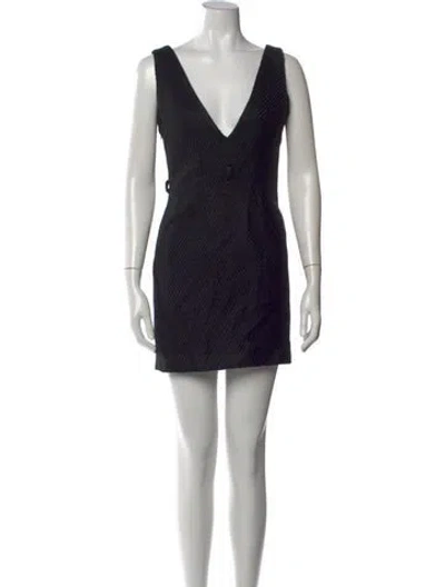 Pre-owned Versace Wool Mini Dress In Black