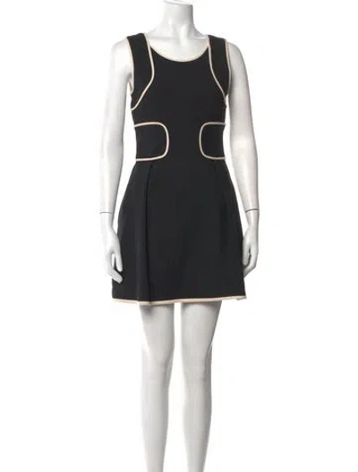 Pre-owned Versace Wool Mini Dress In Black
