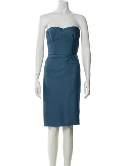 Pre-owned Versace Wool Mini Dress In Blue