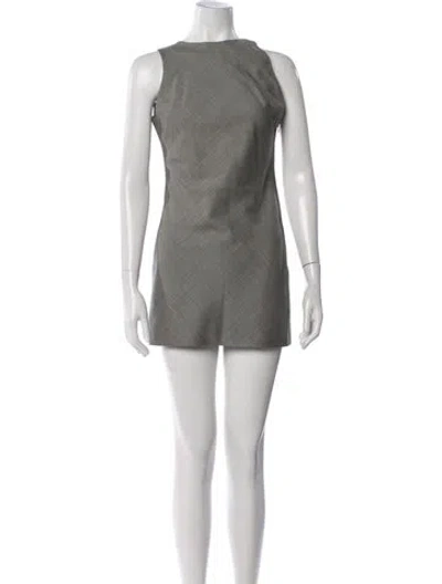 Pre-owned Versace Wool Mini Dress In Grey