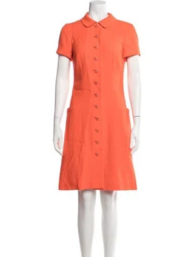 Pre-owned Versace Wool Mini Dress In Orange
