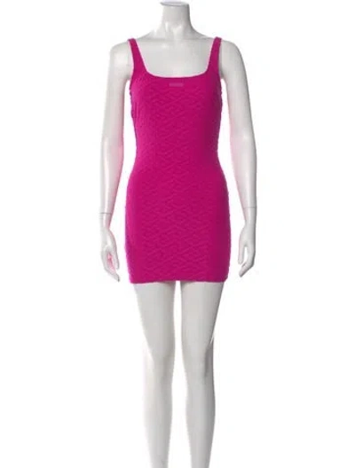 Pre-owned Versace Wool Mini Dress In Pink