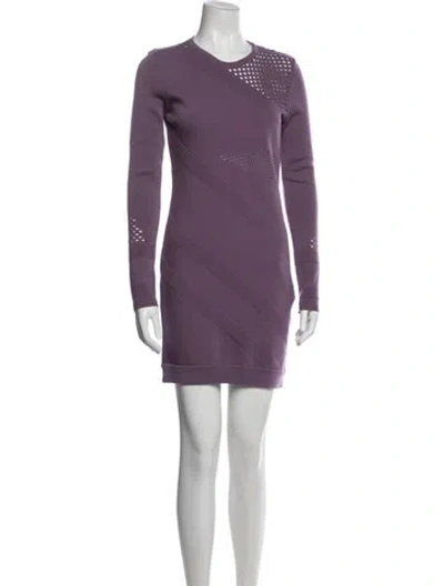 Pre-owned Versace Wool Mini Dress In Purple