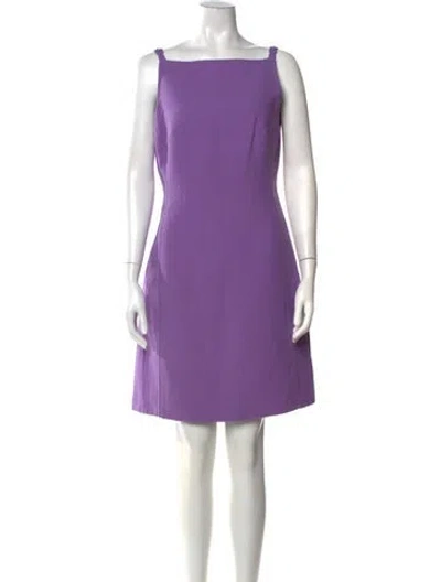 Pre-owned Versace Wool Mini Dress In Purple