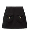 Versace Medusa-embellished Silk-trimmed Wool-blend Mini Skirt In Black