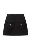Versace Medusa-embellished Silk-trimmed Wool-blend Mini Skirt In Black