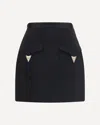 Versace Medusa-embellished Silk-trimmed Wool-blend Mini Skirt In Black