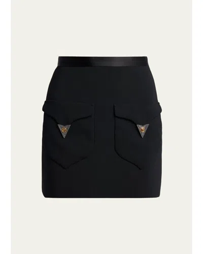Versace Wool Mini Skirt In Black