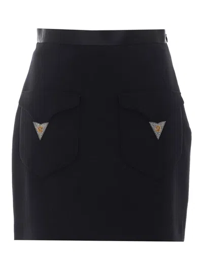 Versace Wool Mini Skirt In Black