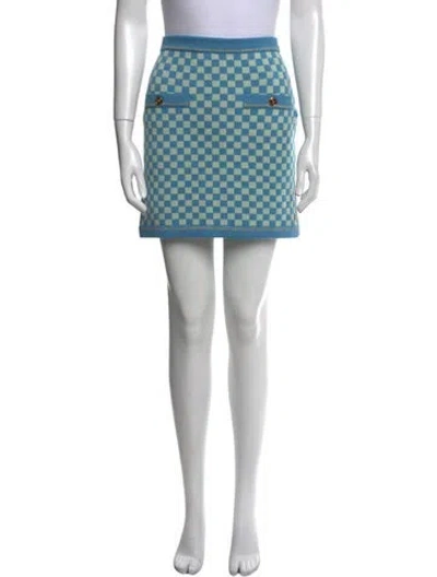 Pre-owned Versace Wool Mini Skirt In Blue