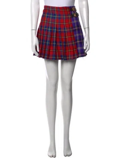 Pre-owned Versace Wool Mini Skirt In Blue