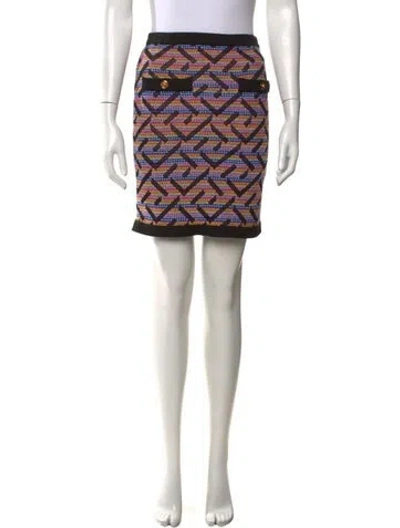 Pre-owned Versace Wool Mini Skirt In Blue/orange