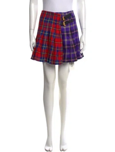 Pre-owned Versace Wool Mini Skirt In Multi