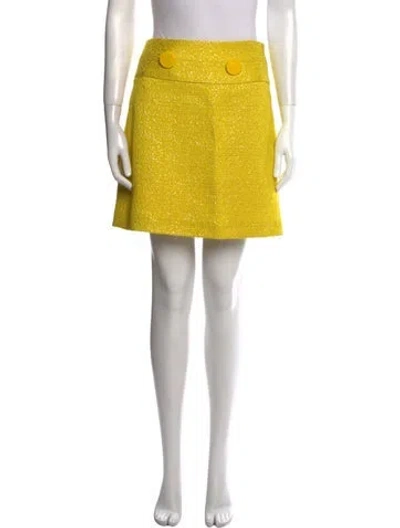 Pre-owned Versace Wool Mini Skirt In Yellow