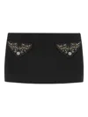 Versace Chic Fitted Mini Skirt With Embellished Pockets In Black