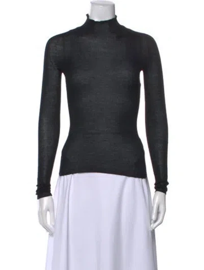 Pre-owned Versace Wool Mock Neck Top In Grey
