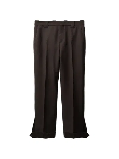 Versace Wool-mohair Regular Formal Pants In Brown