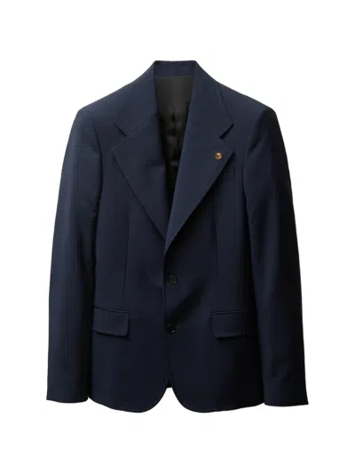 Versace Wool-mohair Slim Blazer In Blue