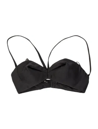Pre-owned Versace Wool Off-the-shoulder Crop Top In Black