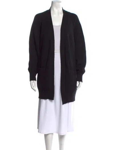 Pre-owned Versace Wool Open Front Sweater In Black